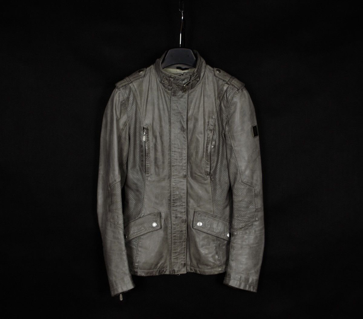 Belstaff Belstaff Grey Leather Slim Jacket Moto Size M / US 6-8 / IT 42-44 - 1 Thumbnail