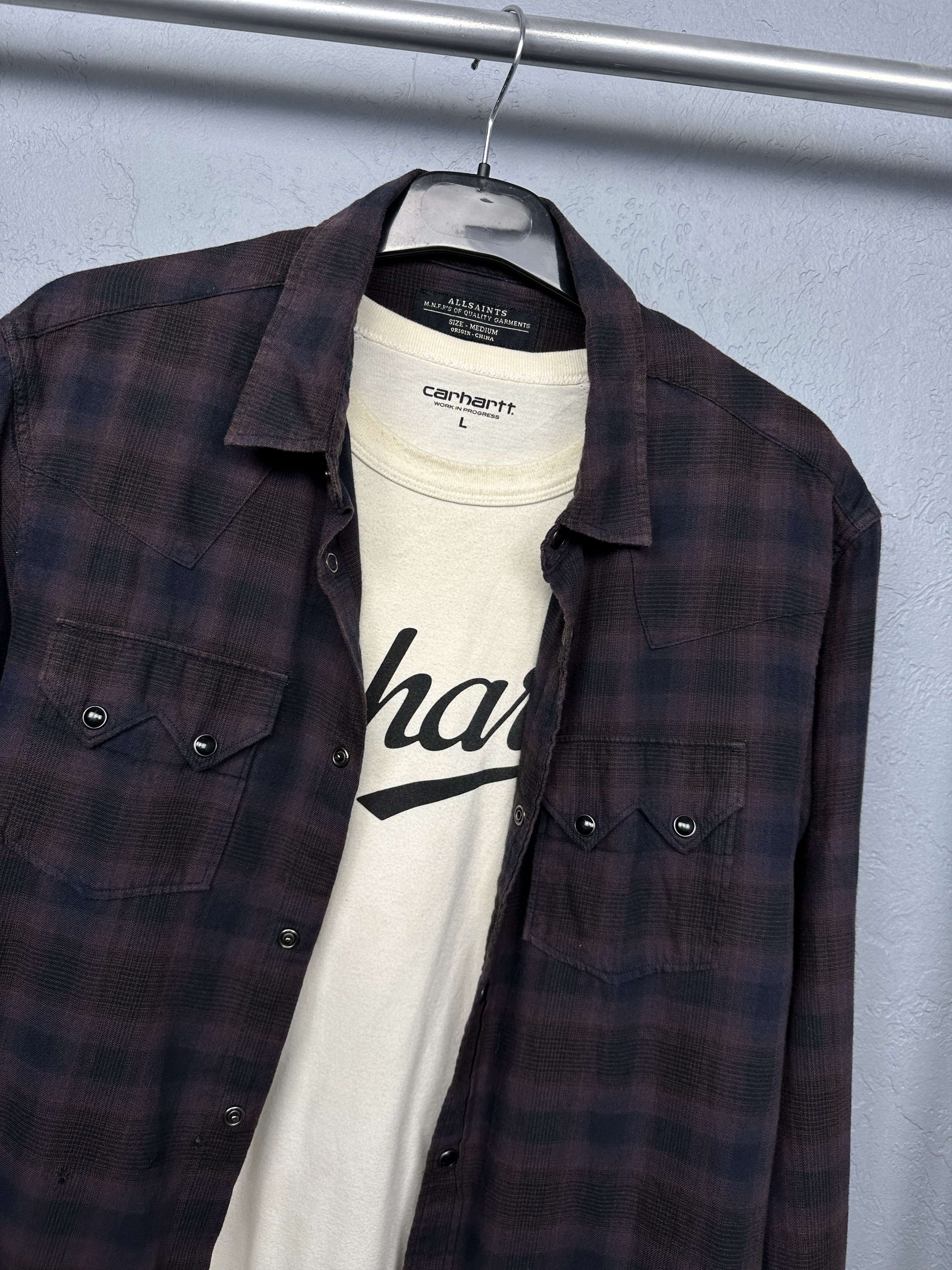 Allsaints Allsaints Ziegler Mens Flannel Plaid Shirt Size US M / EU 48-50 / 2 - 2 Thumbnail