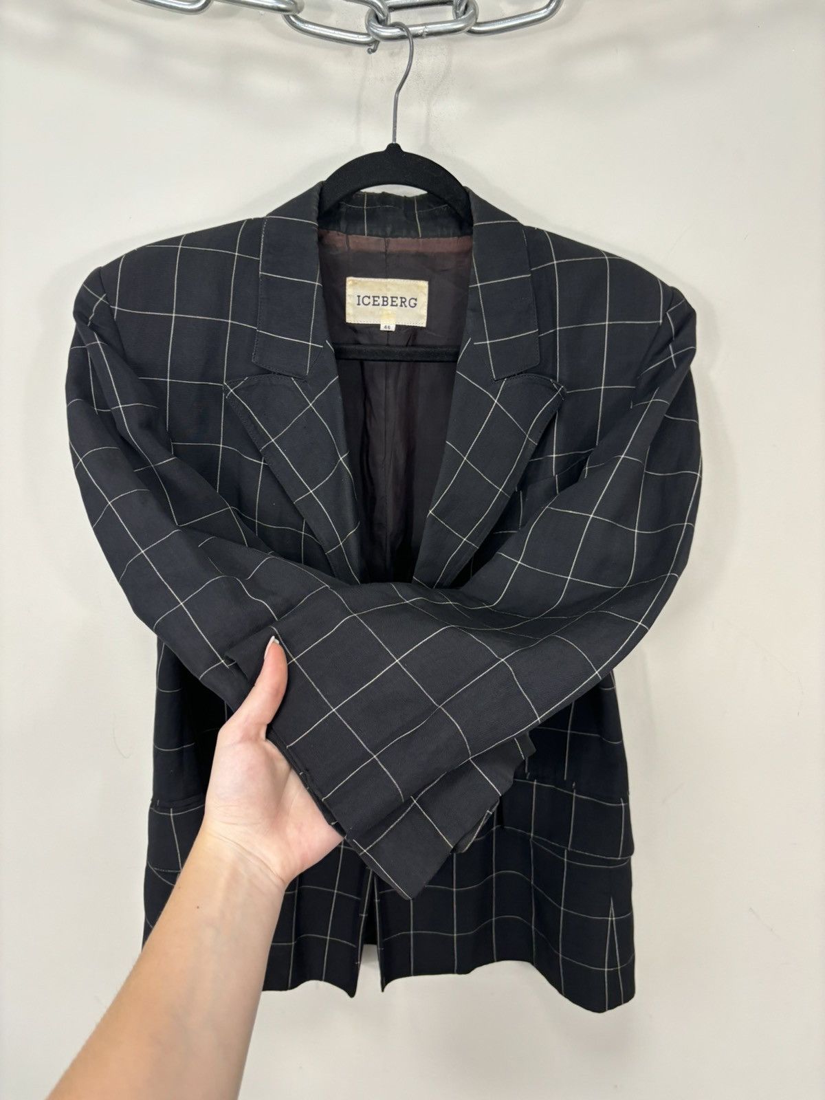 Iceberg Vintage Iceberg Women’s Checkered Luxury Linen Blazer Jacket Size L / US 10 / IT 46 - 10 Thumbnail
