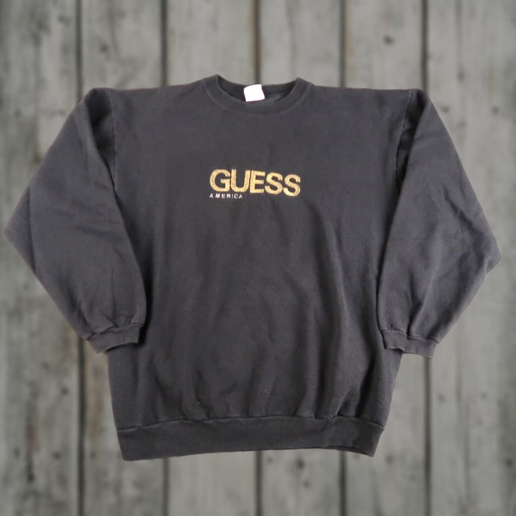 Guess VINTAGE Guess Sweatshirt Mens OS Black Crewneck Embroidered Logo USA Made 90s Size US M / EU 48-50 / 2 - 1 Thumbnail