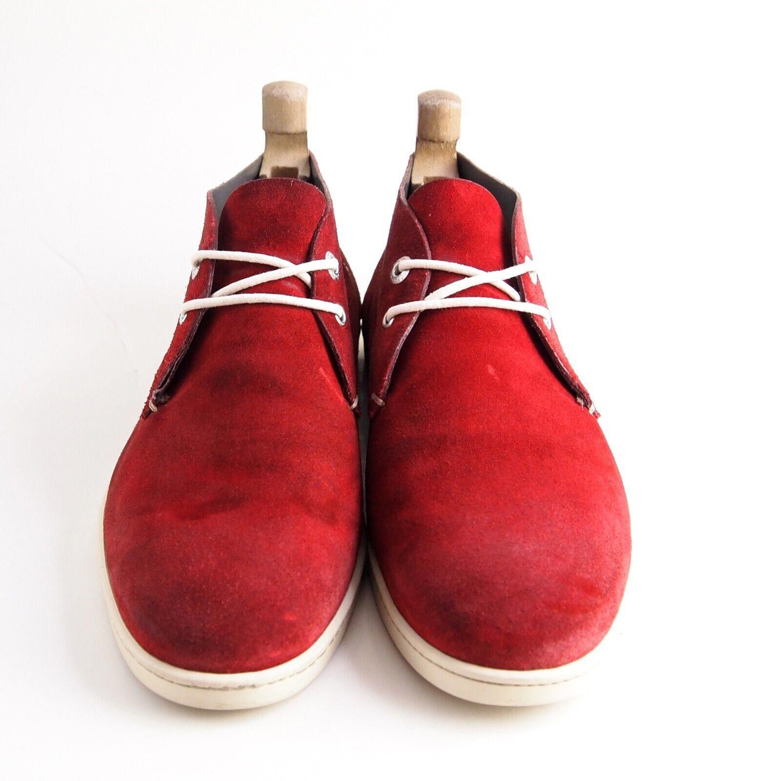 Salvatore Ferragamo Feragamo Chukka Boots Red Suede Mens US 10.5 EU 43.5 EEE Size US 10.5 / EU 43-44 - 4 Thumbnail