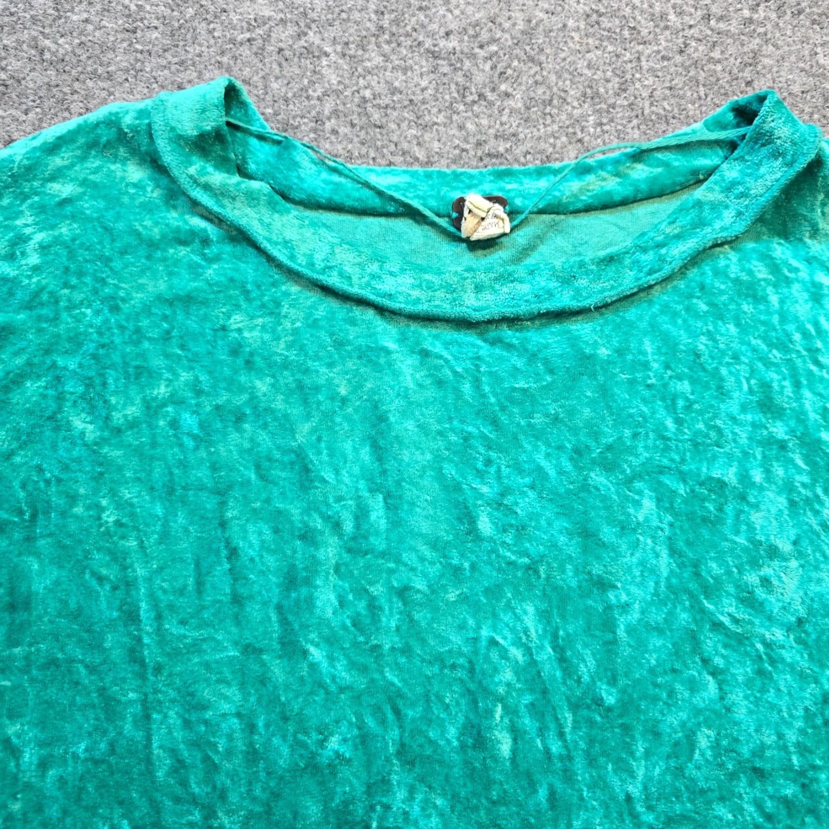 Free People Free People Top Womens S Green Velour Long Sleeve Casual Basic Blouse, Velvet, Round Neck, Lightweight, Stretch, Regular, Fall Spring Winter, Womens Size S / US 4 / IT 40 - 2 Thumbnail
