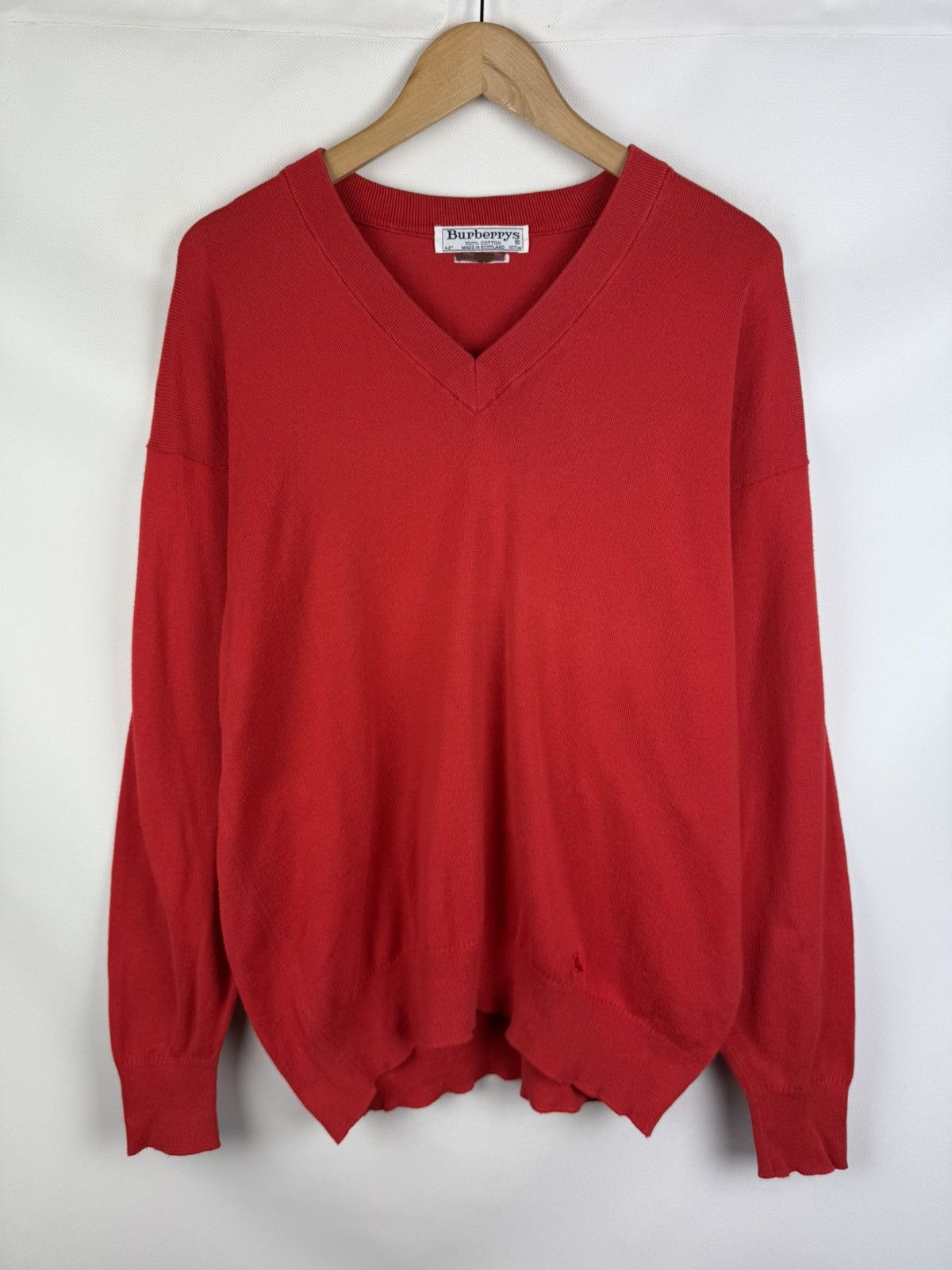 Burberrys Vintage Men's V-neck Cotton Sweater Pullover - Main Image