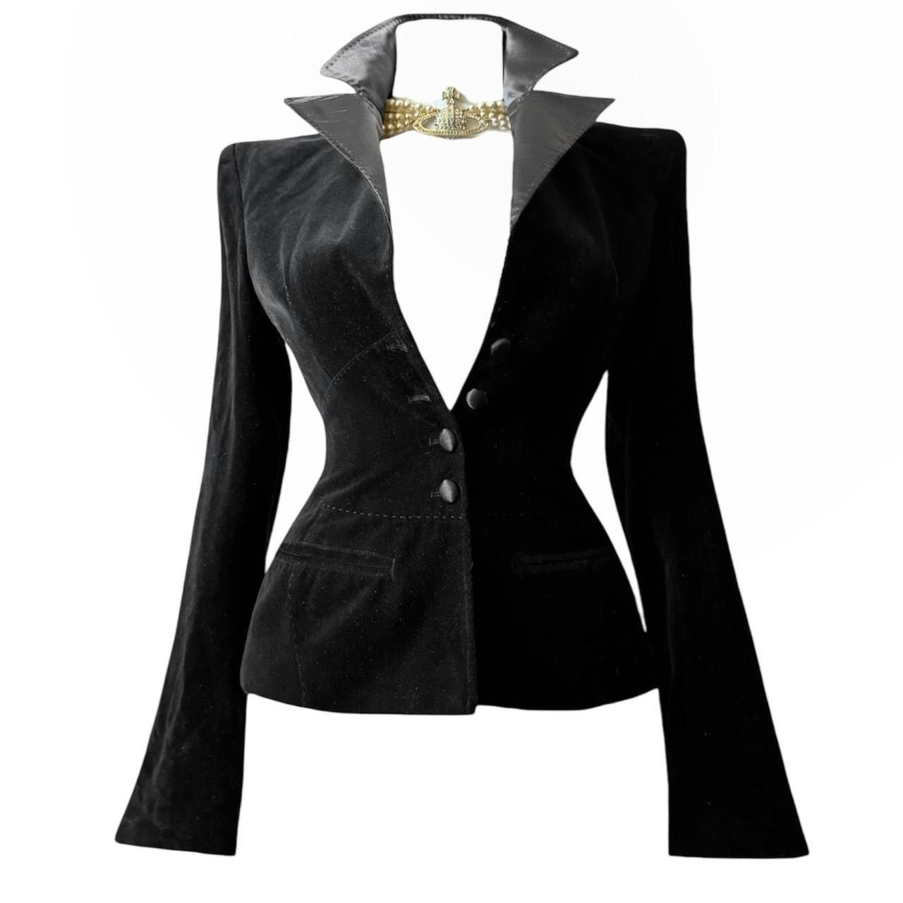 Vintage Victorian dark fashion velvet jacket with lace details Size S / US 4 / IT 40 - 2 Thumbnail