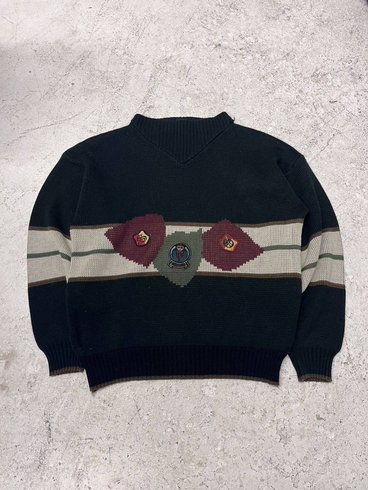 Vintage Vintage black patterned knit sweater Size US L / EU 52-54 / 3 - 2 Thumbnail