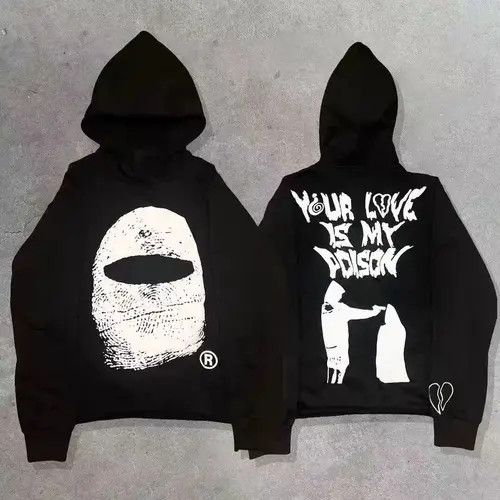 Japanese Brand Retro Street Hip Hop Creative Print Hooded Sweatshirt Size US M / EU 48-50 / 2 - 8 Thumbnail