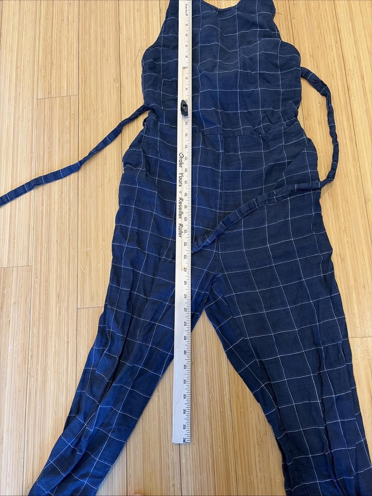 Marine Layer MARINE LAYER Windowpane Blue Jumpsuit Women's Medium Stretch Size 32" / US 10 / IT 46 - 5 Thumbnail