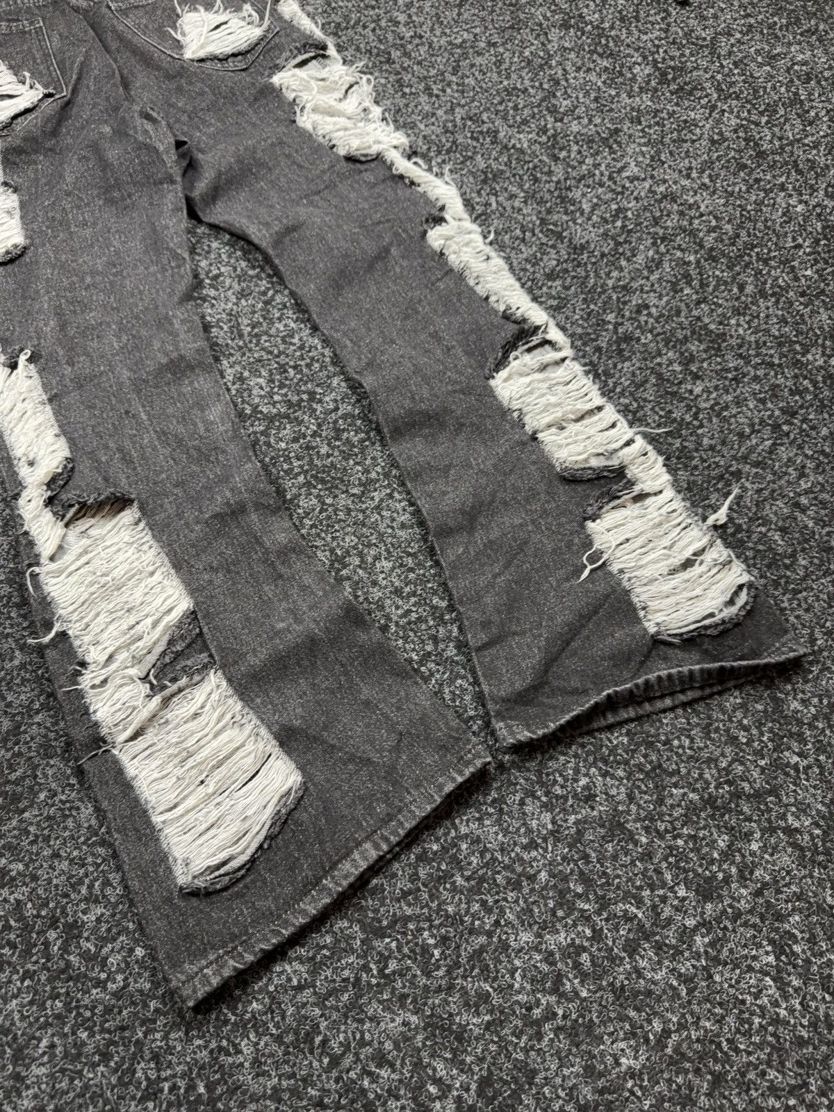 If Six Was Nine Japanese 00s LGB Black Distressed Bootcut Flared Denim Jeans Size 28" / US 6 / IT 42 - 12 Thumbnail