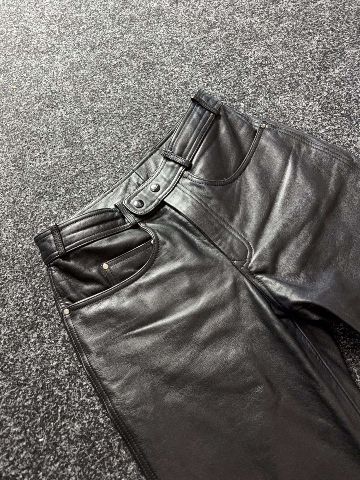 Genuine Leather Leather Biker MOTO Rock Punk Opium Chrome Style Pants Black Size US 31 - 7 Thumbnail