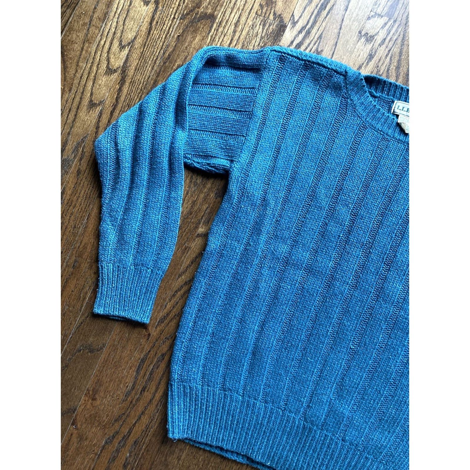 Vintage VINTAGE L.L. Bean Sweater Women M Turquoise Silk Wool Nylon Knit Long Sleeve Pullover Knitwear Medium Size M / US 6-8 / IT 42-44 - 2 Thumbnail