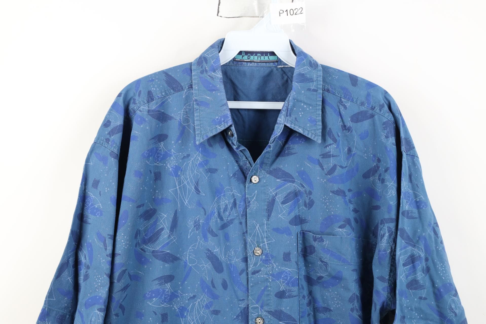 Vintage Vintage 90s Streetwear Abstract Surf Beach Button Shirt Blue Size US L / EU 52-54 / 3 - 2 Thumbnail