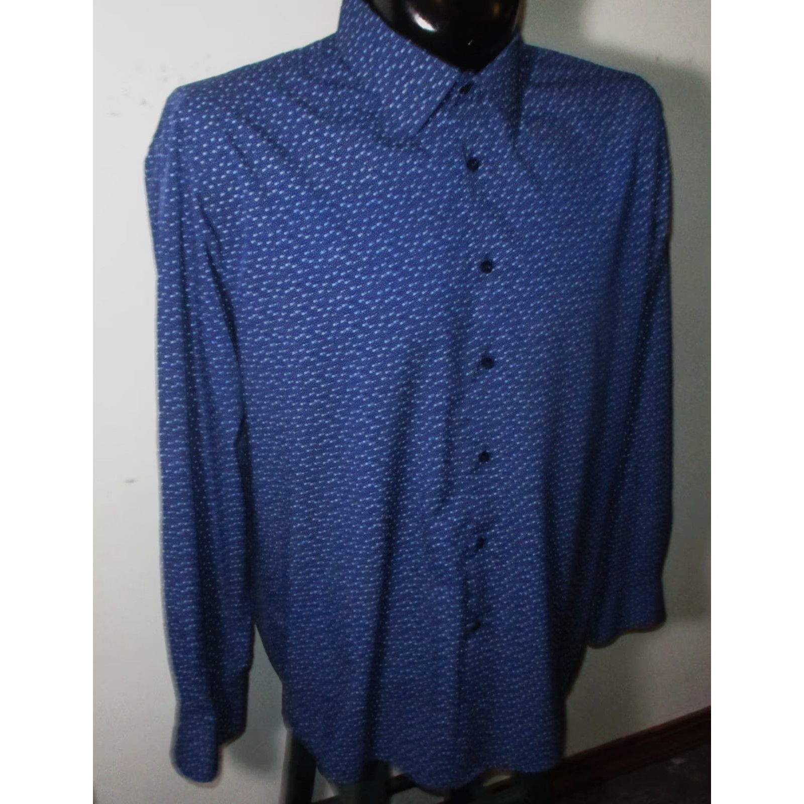 Lucky Brand LUCKY BRAND Dress Shirt Blue Slim Fit 4 Way Stretch 17/17.5/34-35 NWOT Men Shirt Size 48R - 3 Thumbnail