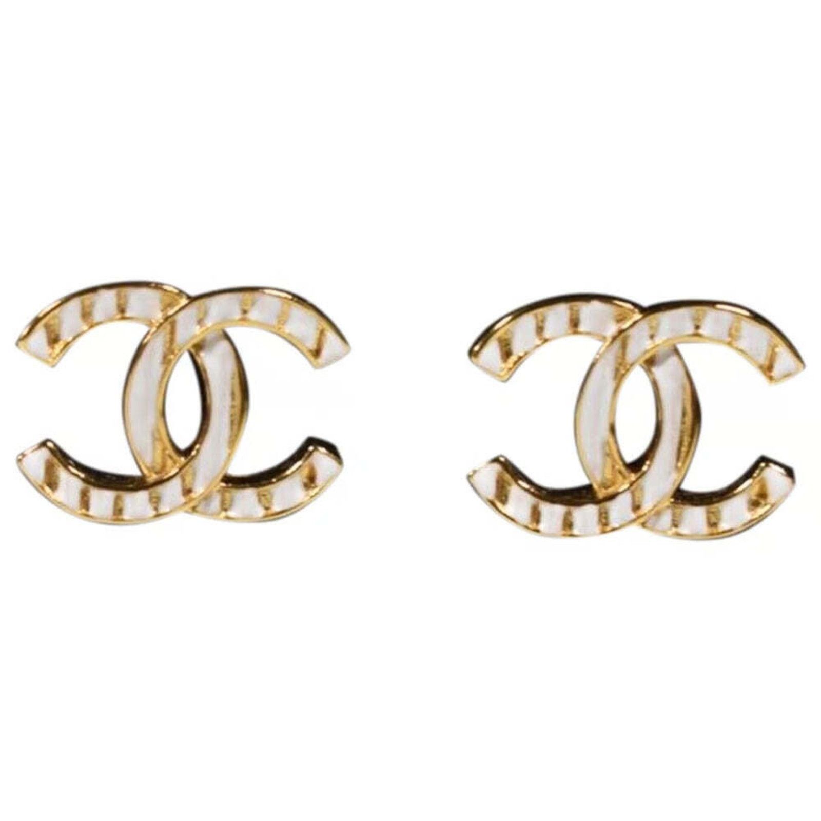 Chanel Chanel Gold Interlocking Classic Drop Statement Stud Earring Size ONE SIZE - 1 Thumbnail