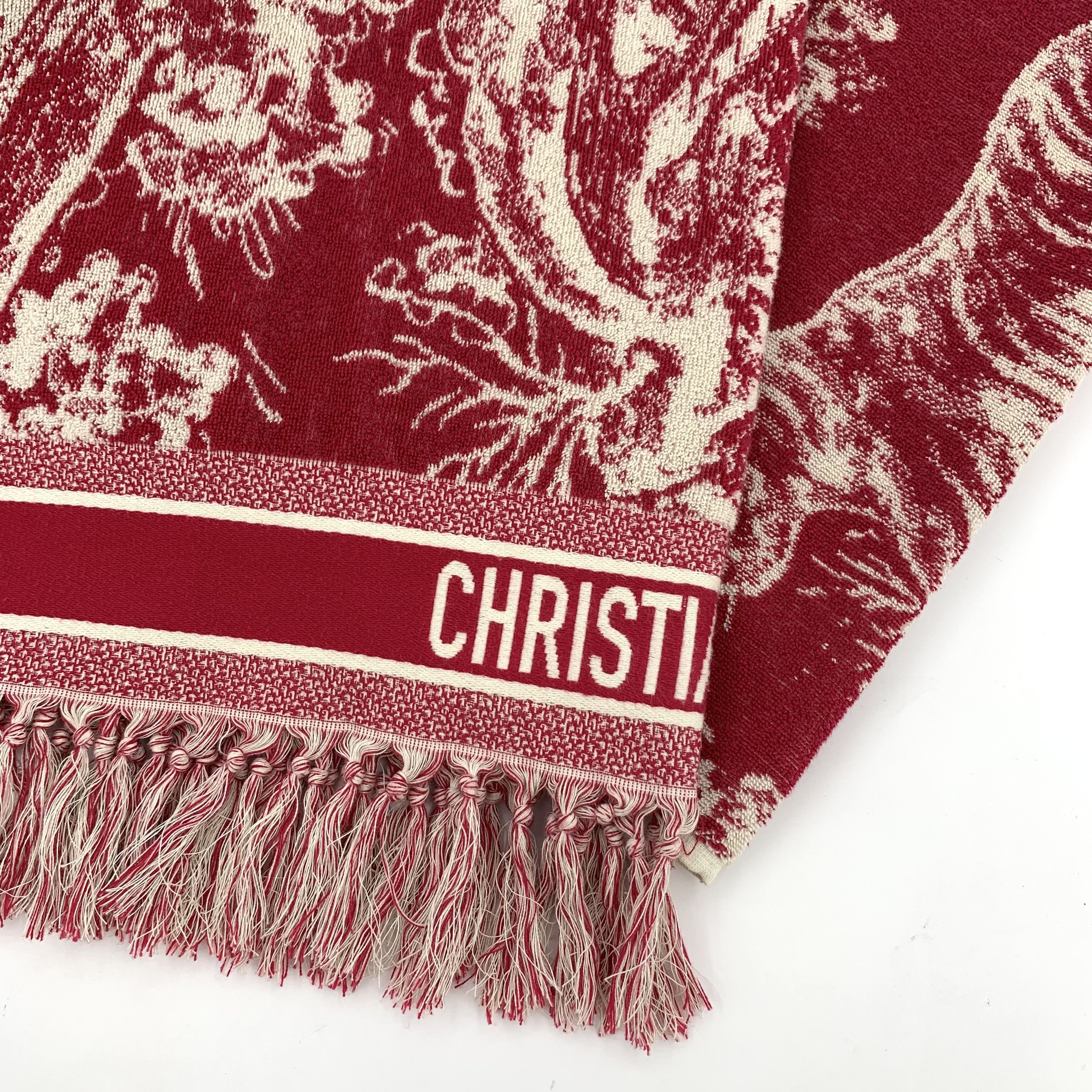 Dior Christian Dior Cotton Zoo-Print Fringe Scarf (175×95cm) Size ONE SIZE - 5 Thumbnail