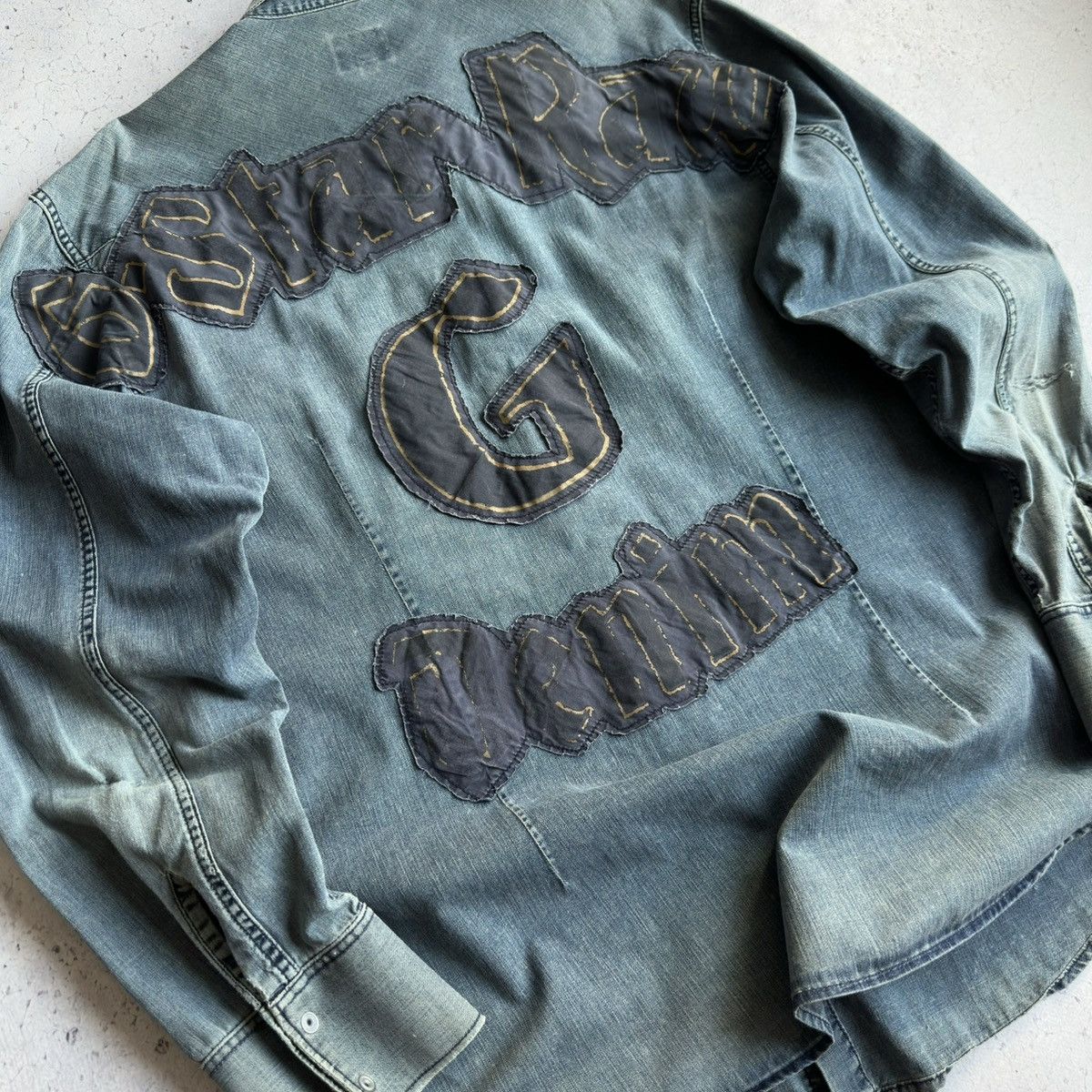 G-Star Vintage G-Star Raw Denim Big Logo Western Snap Button Shirt Size US XL / EU 56 / 4 - 4 Thumbnail