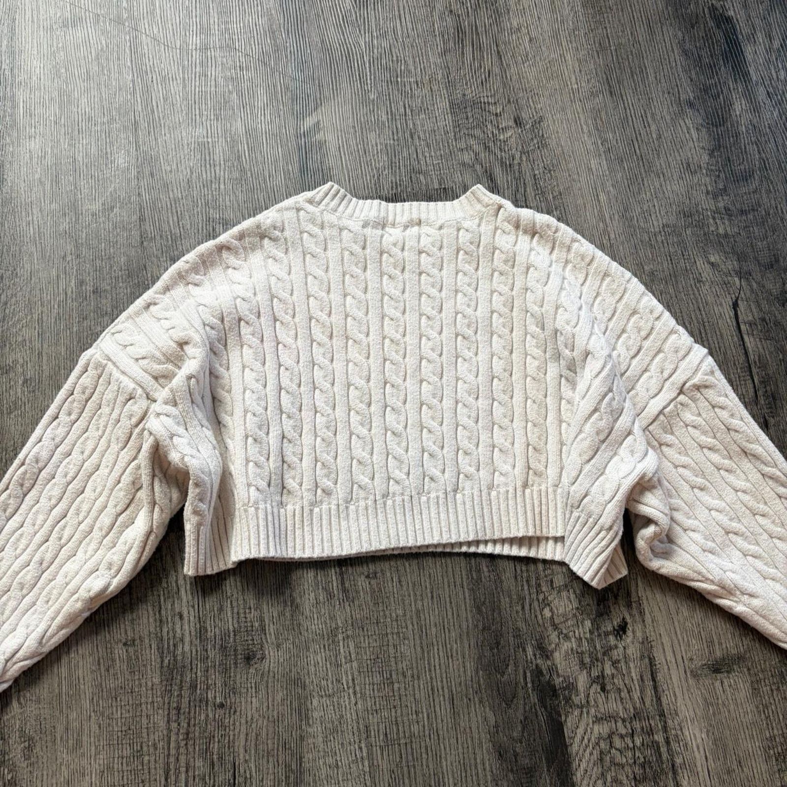 Other Altard state cream cable knit cropped sweater Size M / US 6-8 / IT 42-44 - 3 Thumbnail