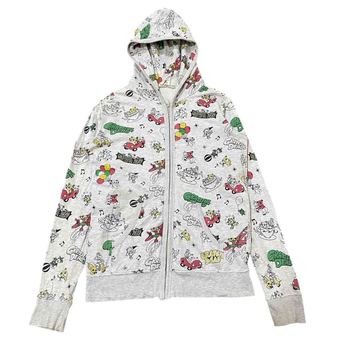 Vintage Grateful Dead All-Over Print Hoodie S/M Dancing Bear