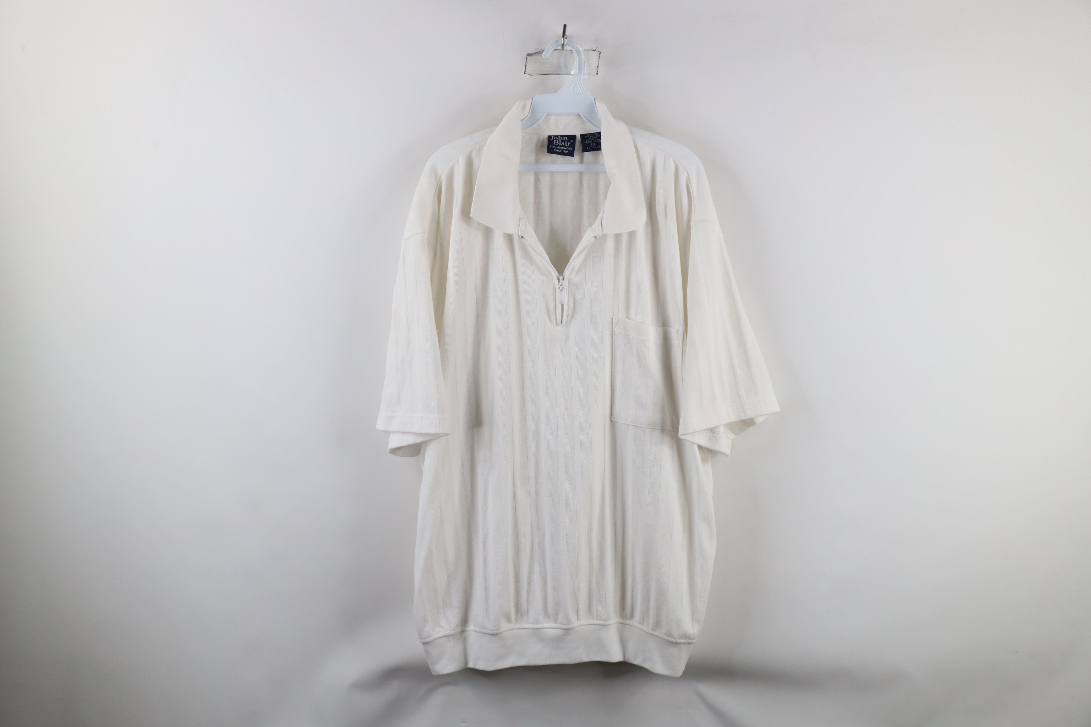 Vintage Vintage 90s Streetwear Half Zip Pullover Polo Shirt White Size US XXL / EU 58 / 5 - 1 Thumbnail