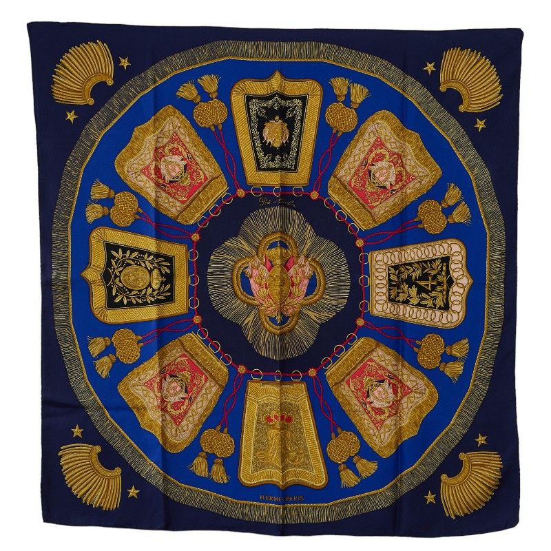 image of Hermes Carré Poste Et Cavalerie Silk Scarf in Blue, Women's