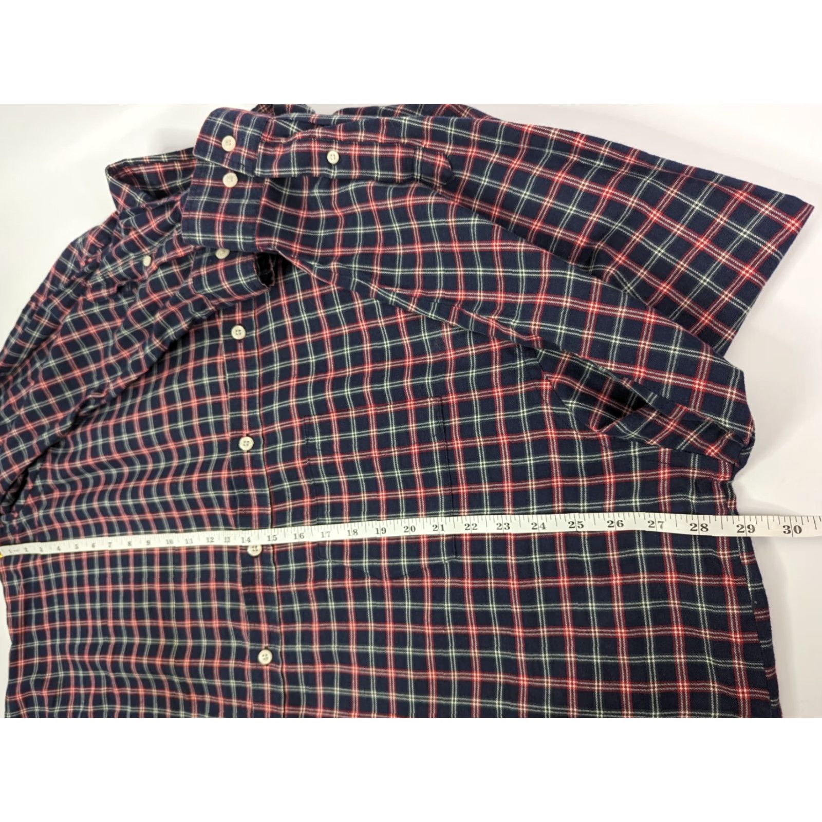 Croft & Barrow Croft & Barrow Button Up Shirt Plaid Navy Multicolor 2XB Big & Tall Men’s Long Sleeve Cotton Blend Stretch Rounded Shirttail Hem Chest Pocket Size US XXL / EU 58 / 5 - 6 Thumbnail