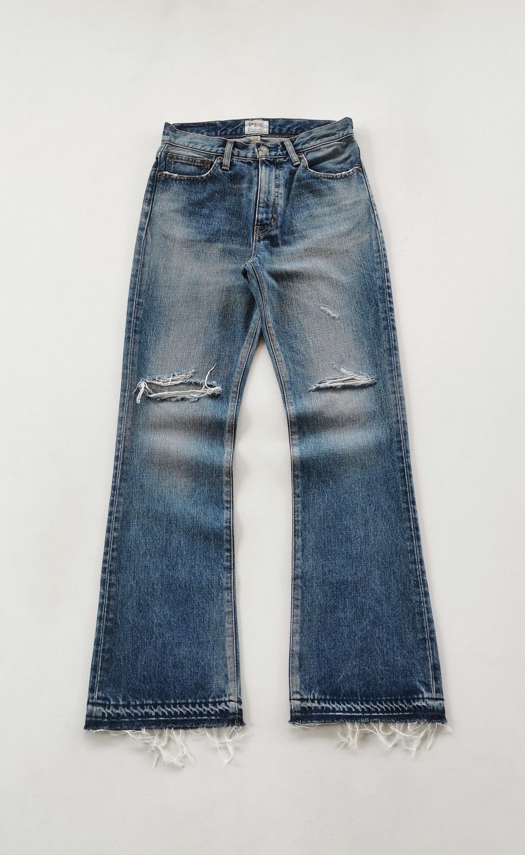 Ungrid Japan Flare Bootcut Distressed Denim Jeans