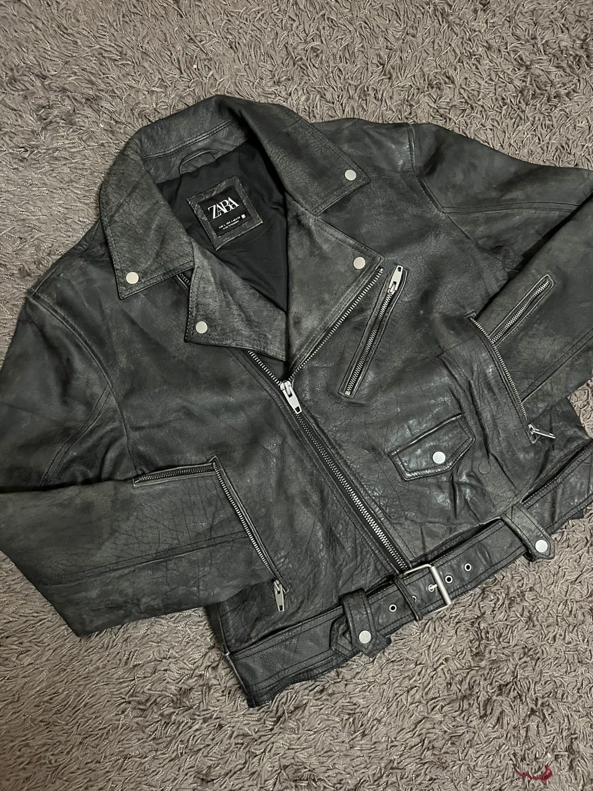 Zara Vintage 2000s buffalo leather double collar #H1 Size US L / EU 52-54 / 3 - 9 Thumbnail