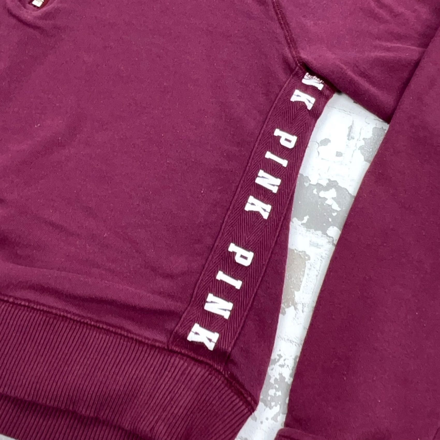 Victoria's Secret VINTAGE Victoria's Secret PINK Sweatshirt Women Small Maroon White Quarter Zip Sweater Size S / US 4 / IT 40 - 3 Thumbnail