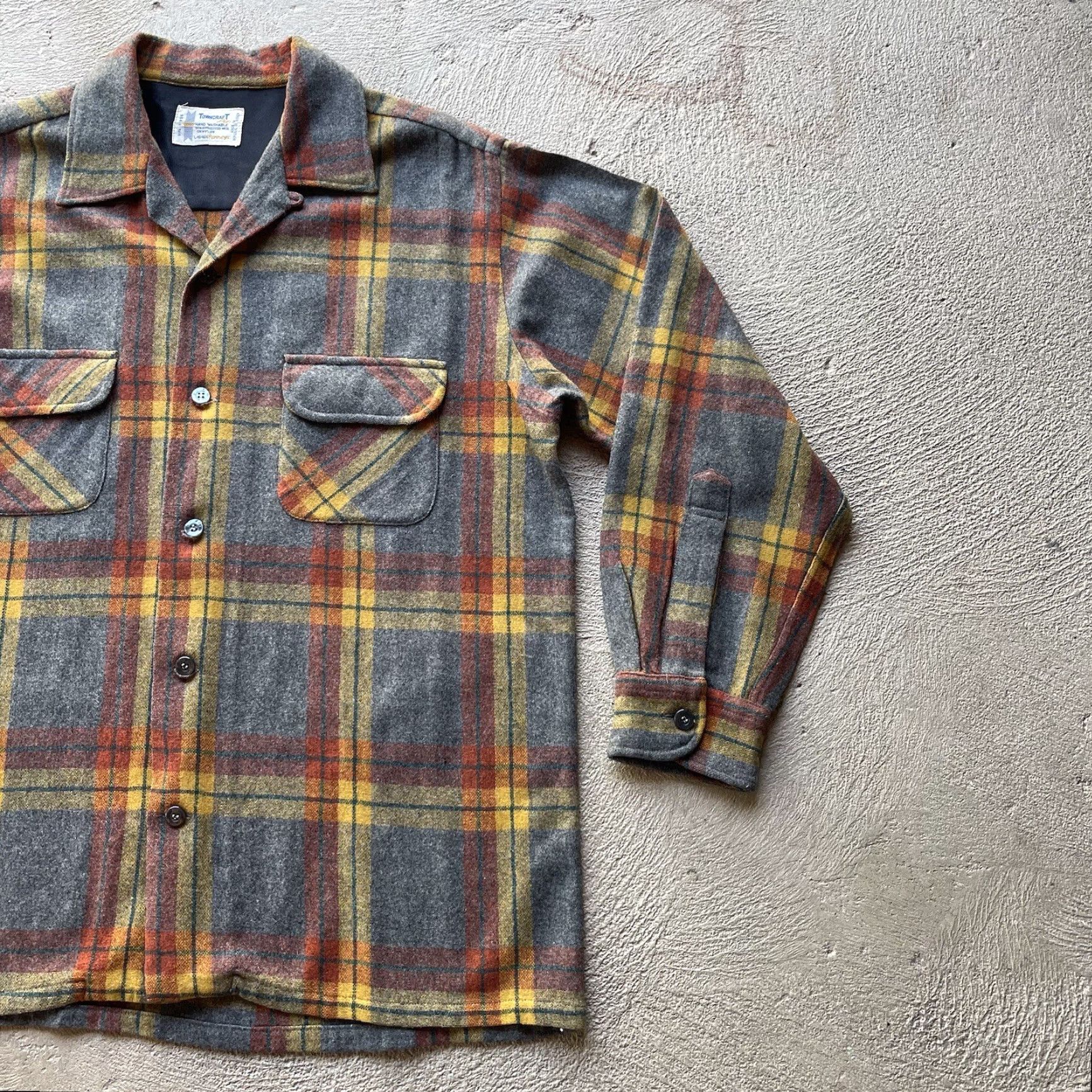 Vintage VINTAGE J. C. Penney Button-Up Shirt Mens Large Gray Plaid Wool 60s Grunge Size US L / EU 52-54 / 3 - 4 Thumbnail