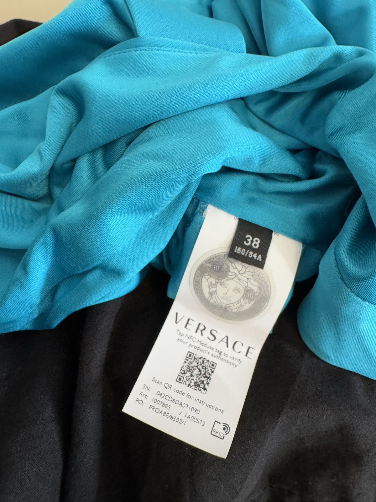 Versace Versace Turquoise Hooded Top with Silver Medusa Belt – IT 38 Size XS / US 0-2 / IT 36-38 - 9 Thumbnail
