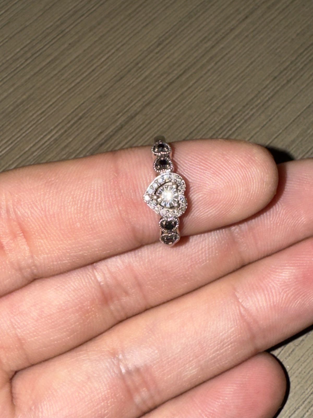 Other Black/White Diamonds 1/5 ct tw Promise Ring Sterling Silver Size ONE SIZE - 2 Thumbnail