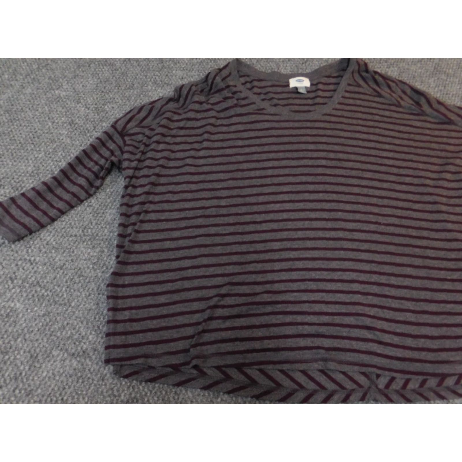 Old Navy Old Navy Womens Sweater Pullover Striped Crew Neck Raglan Sleeve Gray 100% Cotton M Regular Stretch Logo Size M / US 6-8 / IT 42-44 - 3 Thumbnail
