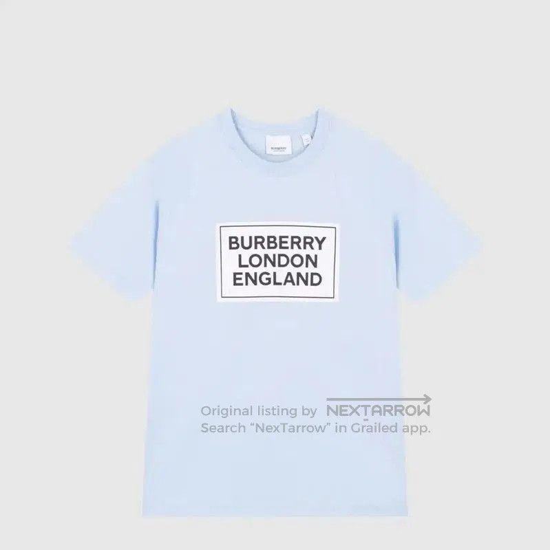 Burberry Burberry Blue Cotton Logo Short Sleeve Tee. Size L / US 10 / IT 46 - 1 Thumbnail