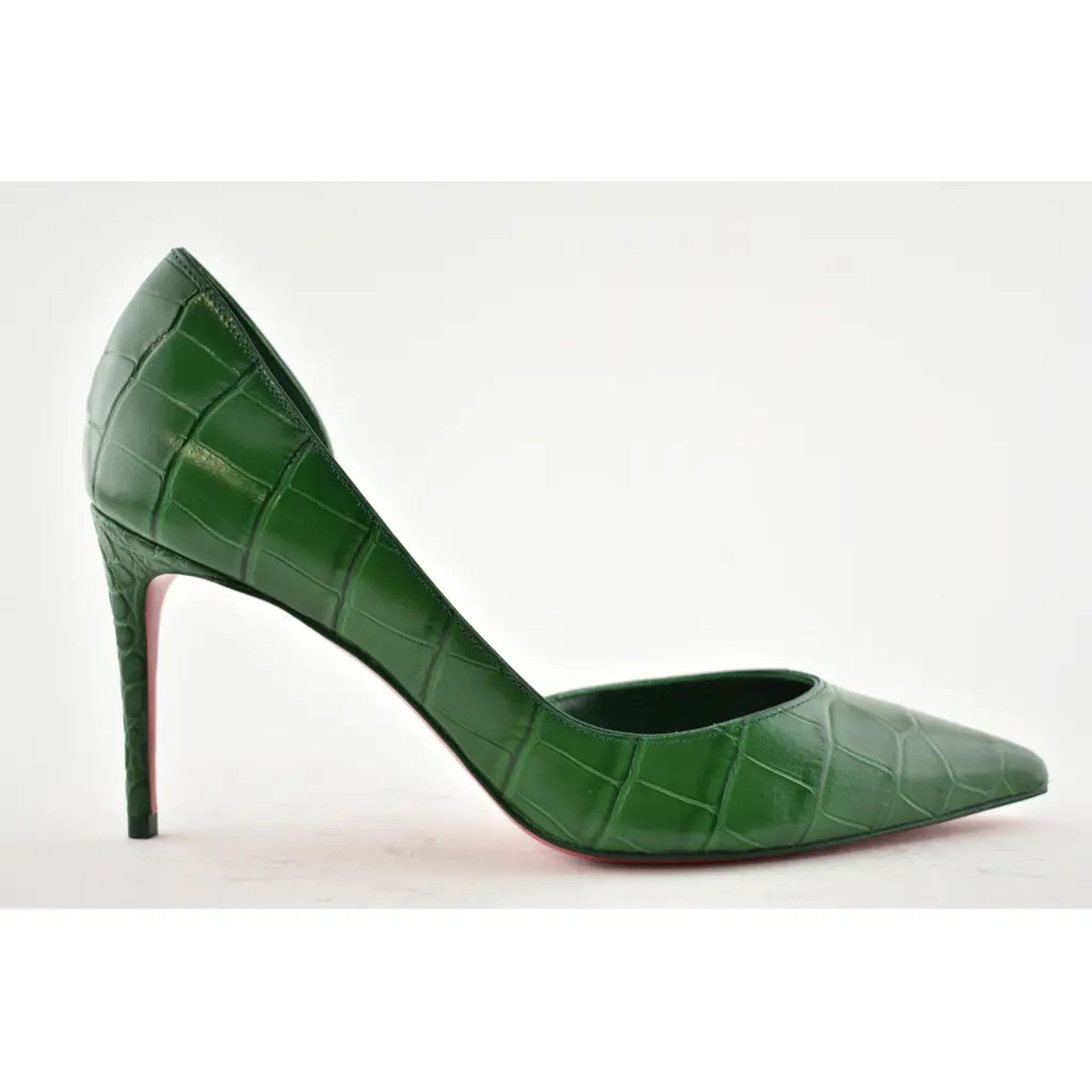 Christian Louboutin Iriza 85 Green Canopee Calf Ali Croc Leather Heel Pump 35.5 Size US 5.5 / IT 35.5 - 2 Thumbnail