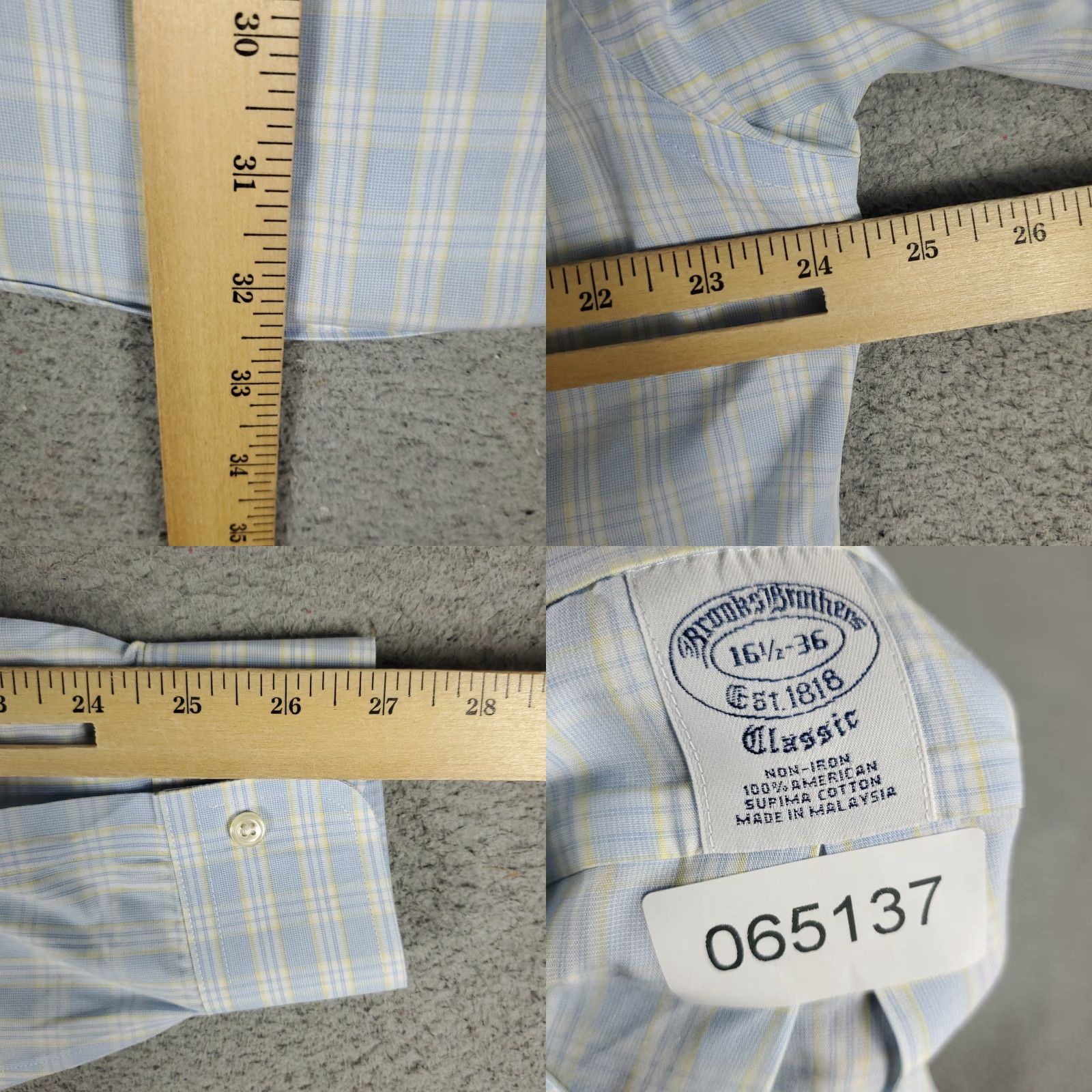 Brooks Brothers Brooks Brothers Shirt Mens 16.5 Blue Plaid Dress Button Up Long Sleeve Size 42R - 8 Thumbnail