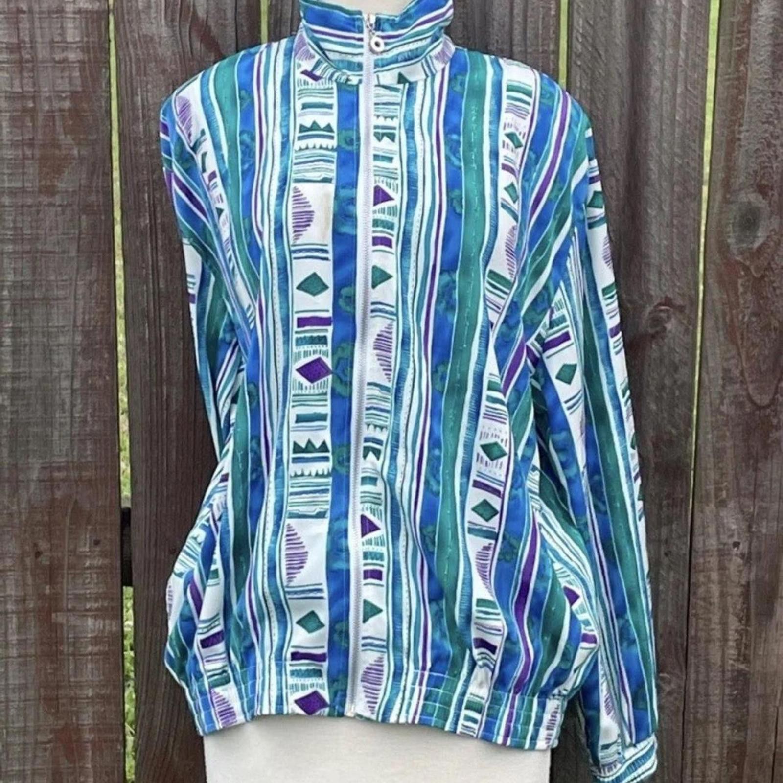 Other Blue and white striped vintage 90s zip up sweatshirt Size L / US 10 / IT 46 - 1 Thumbnail