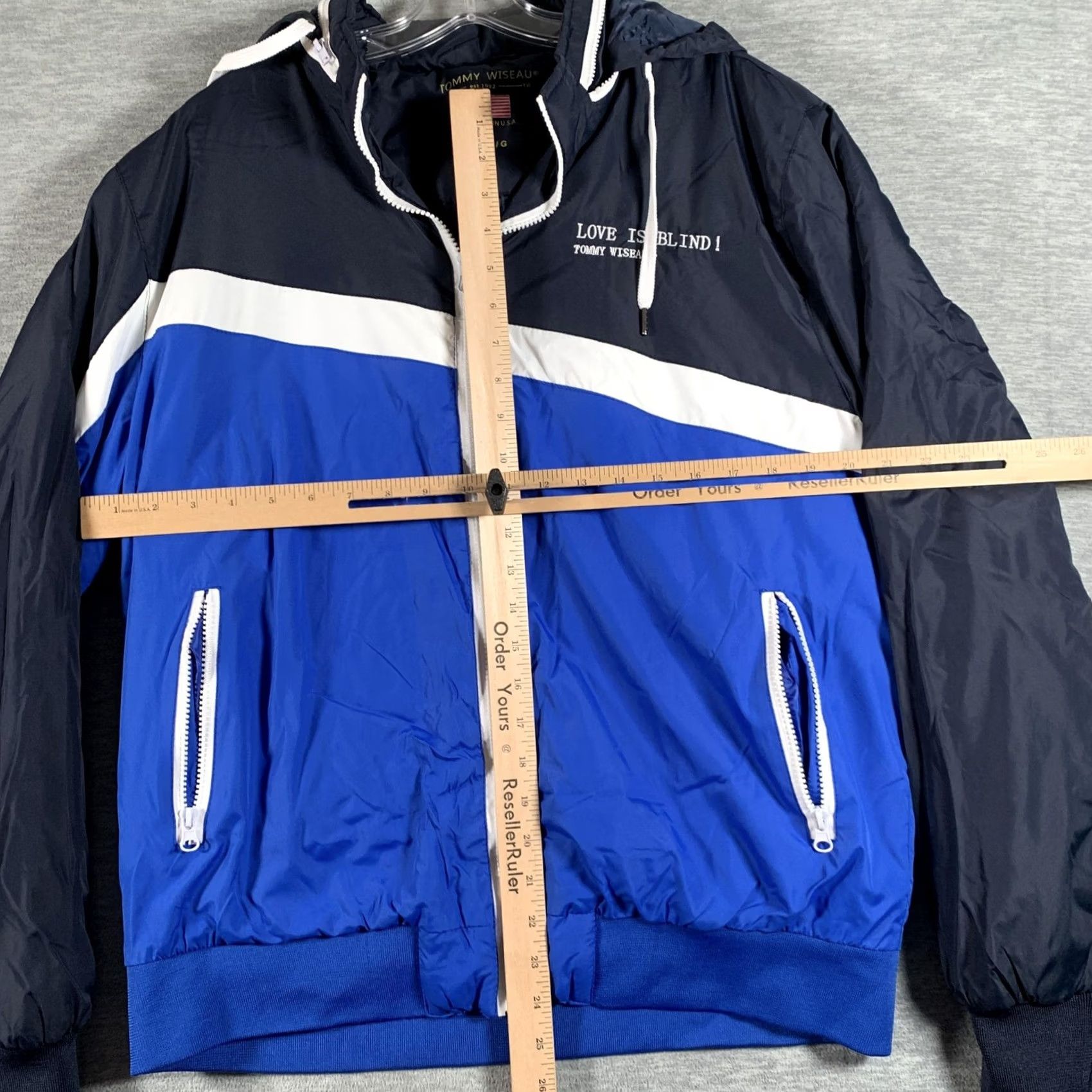 Vintage Tommy Wiseau Jacket Mens Large Blue Striped Hooded Windbreaker Love Is Blind Size US L / EU 52-54 / 3 - 6 Thumbnail