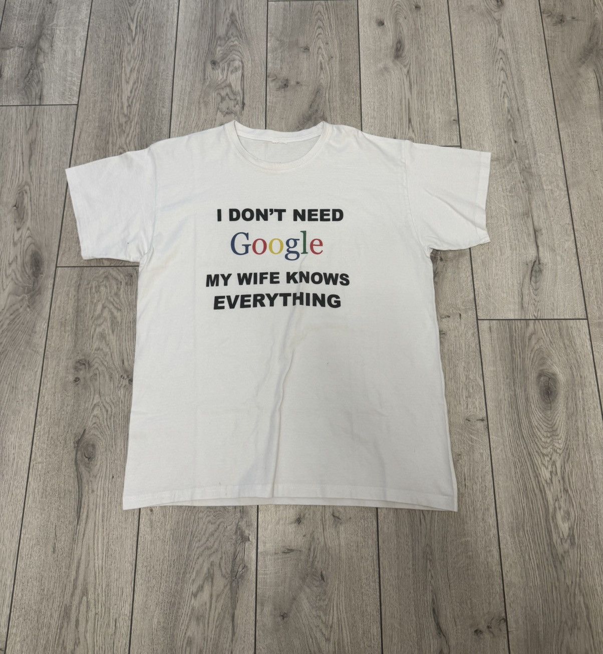 Vintage Vintage I Don’t Need Google My Wife Knows Everything T-Shirt Size US M / EU 48-50 / 2 - 1 Thumbnail