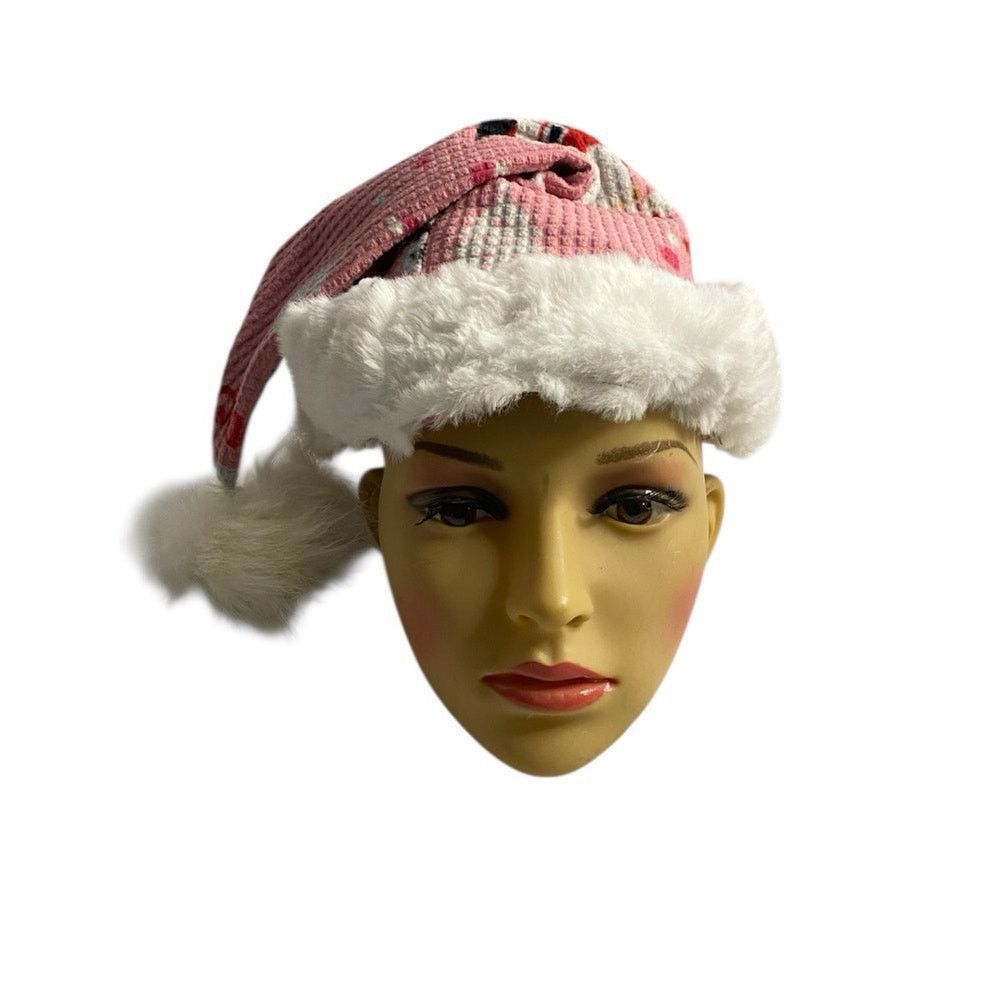 Handmade Upcycled Pink Rudolph Santa Hat OSFM Size ONE SIZE - 3 Thumbnail