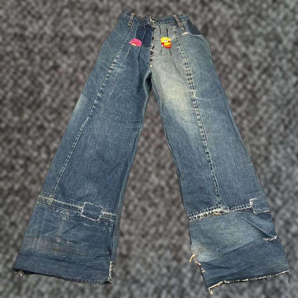 Levi's VINTAGE Levi's 501 Jeans 34x30 Dark Denim Flared Hippie Patchwork 80s Mens Size US 34 / EU 50 - 1 Thumbnail