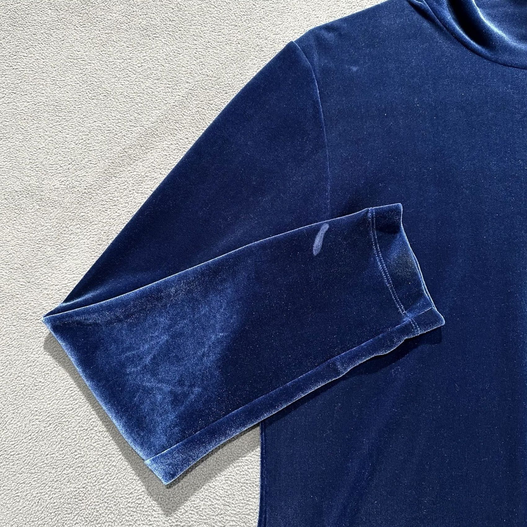 Lands' End VINTAGE Lands End Shirt Womens L Blue Velour Velvet Long Sleeve Turtleneck GUC 90s Size L / US 10 / IT 46 - 5 Thumbnail