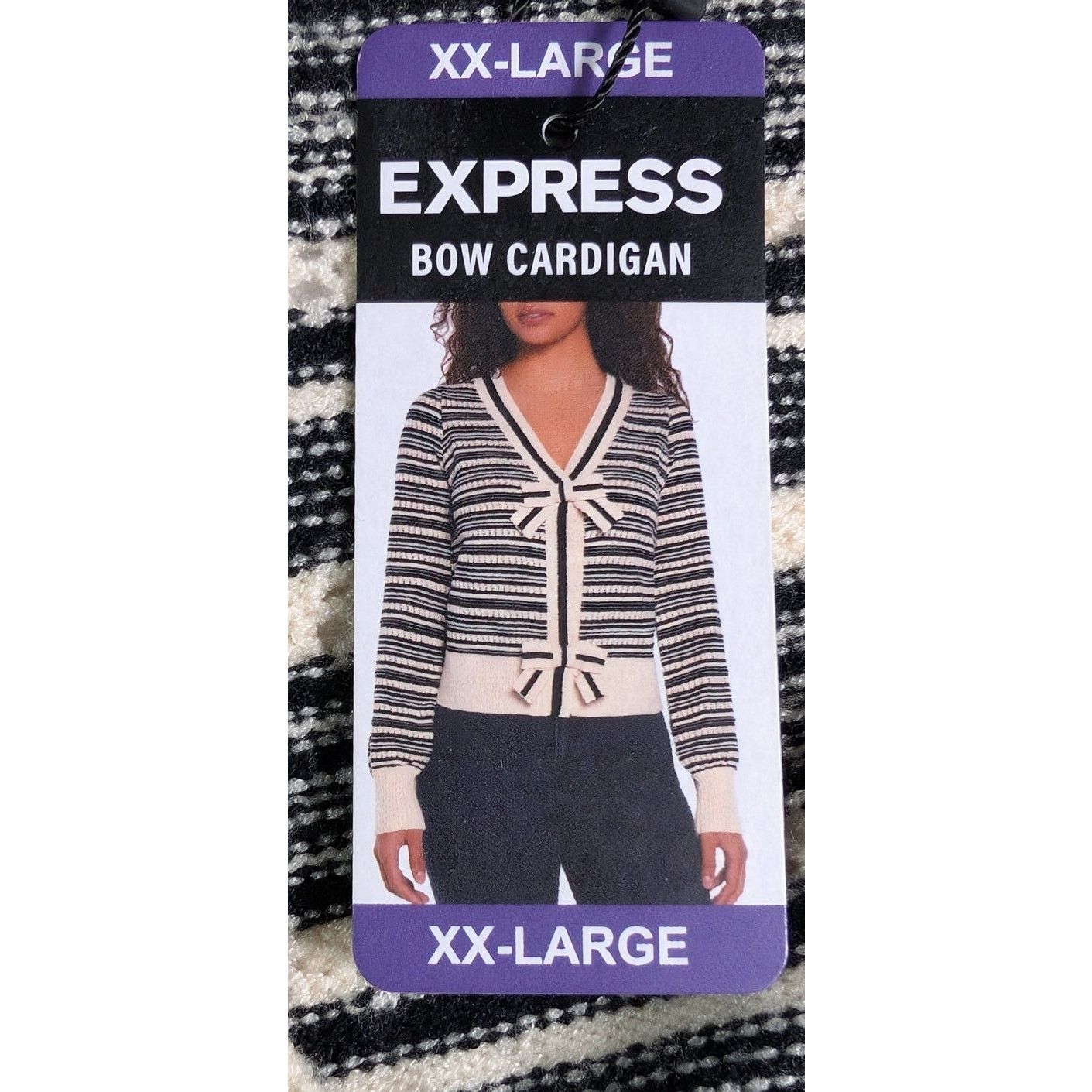 Express NWT Express Striped Bow Cardigan Sweater Plus Size XXL Size XXL / US 16-18 / IT 52-54 - 4 Thumbnail
