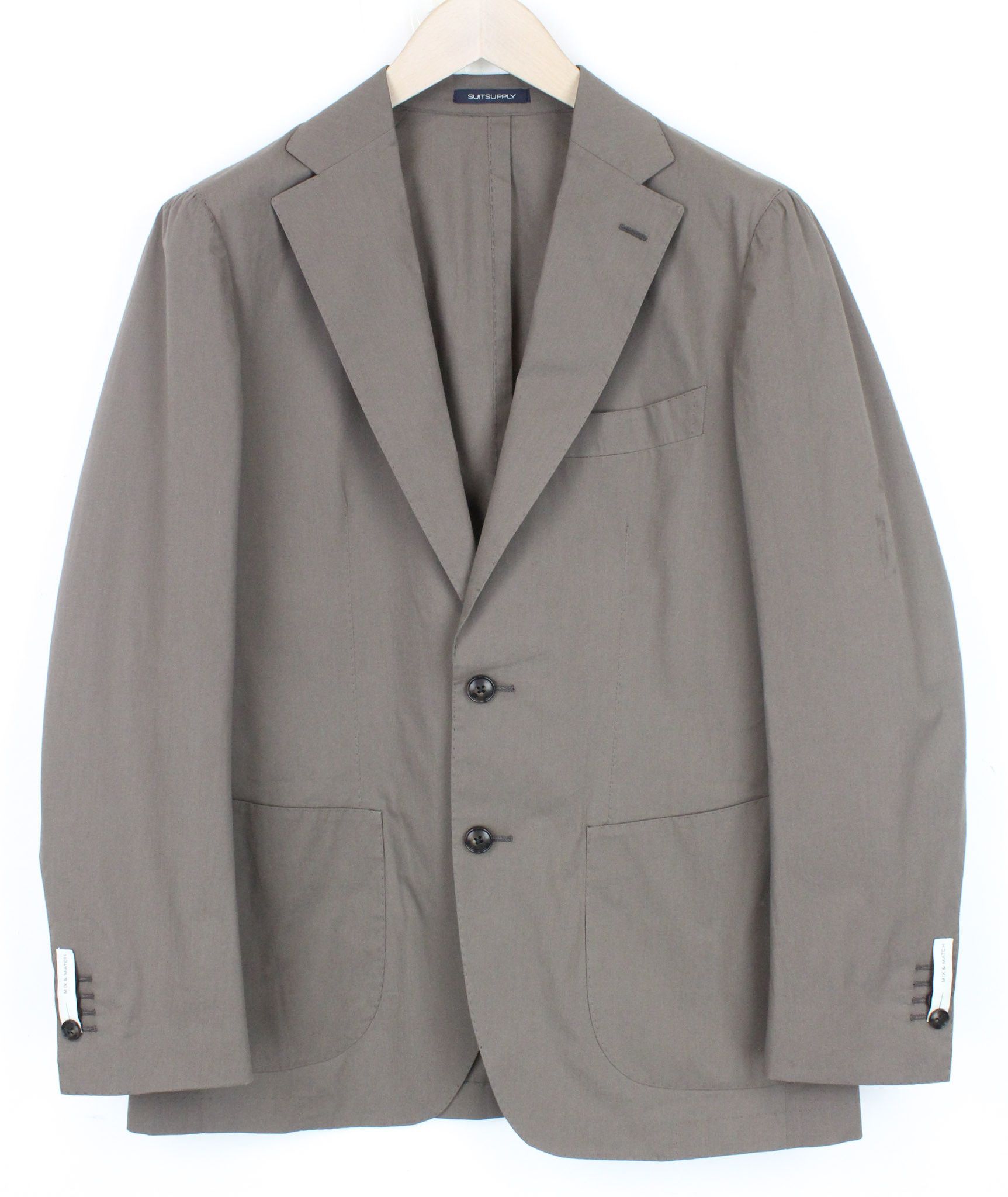image of Suitsupply Lazio Patch Uk38S Brown Slim Cotton Stretch Blazer 67692, Men's