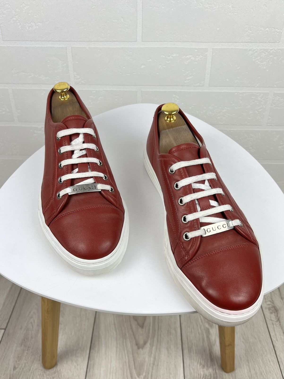 Gucci GUCCI Sneakers Low Top Leather GG Miro Soft Metal Logo Red Size US 8.5 / EU 41-42 - 1 Thumbnail