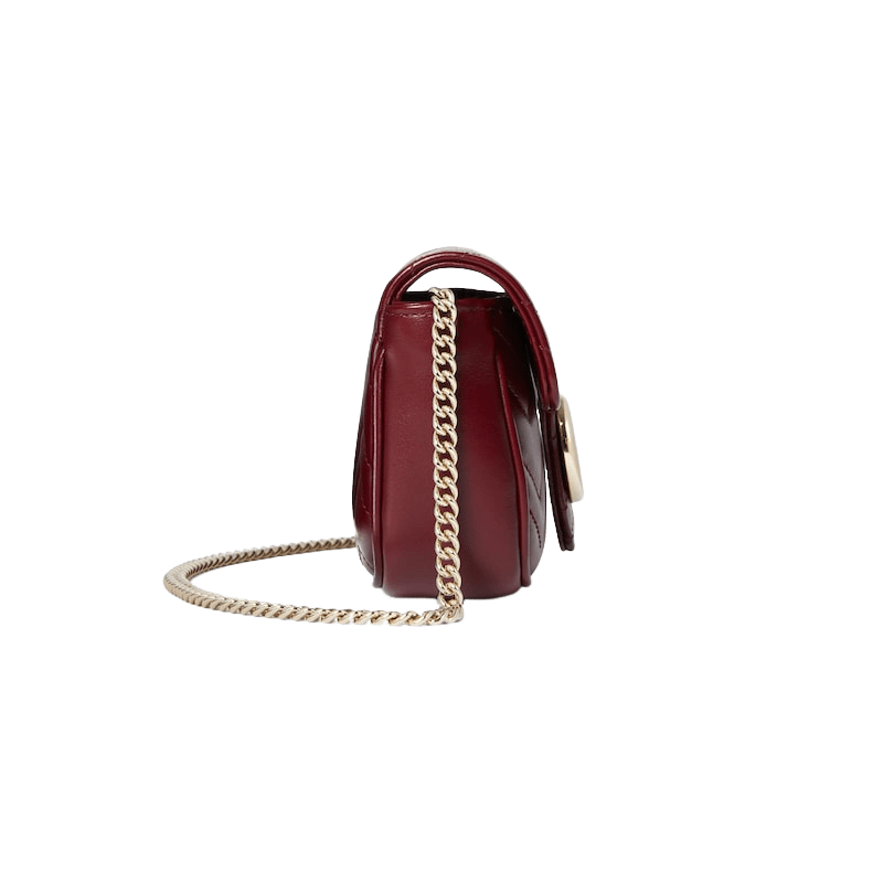 Gucci GUCCI GG Marmont Mini Red Leather Shoulder Bag Size ONE SIZE - 4 Thumbnail