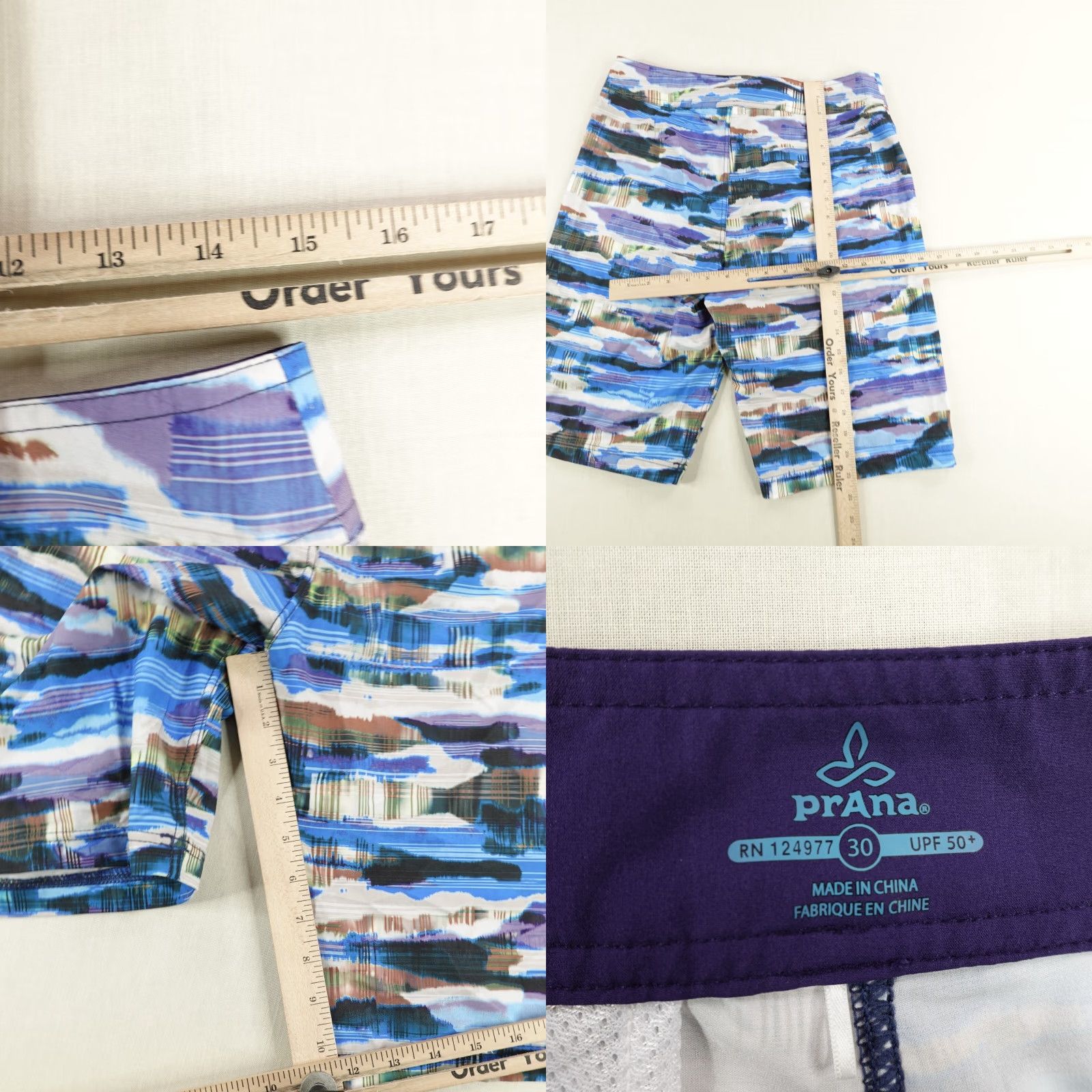 Prana Prana Board Shorts Mens 30 Blue Abstract Sediment Bathing Suit Swim Trunks Surf Size US 30 / EU 46 - 8 Thumbnail