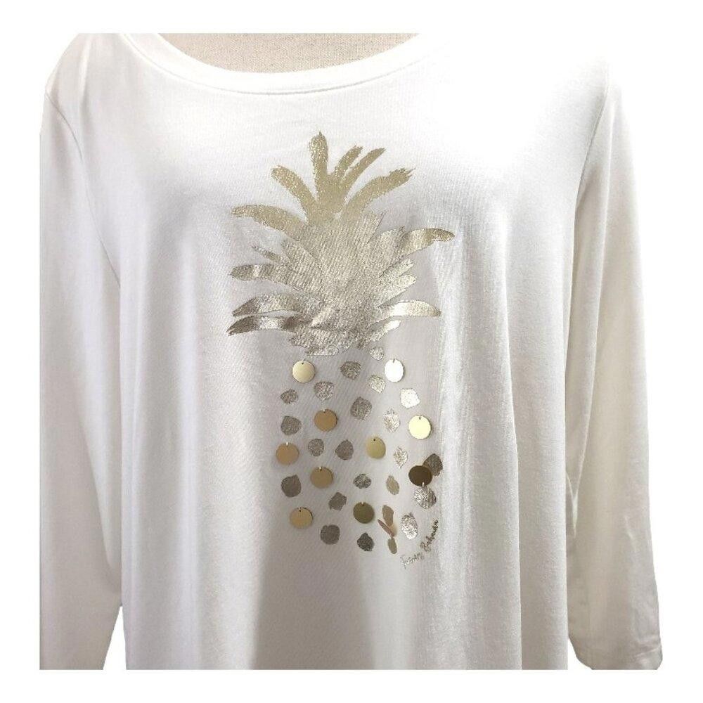Tommy Bahama CT1735 Tommy Bahama White with Gold Pineapple T-shirt M Size M / US 6-8 / IT 42-44 - 2 Thumbnail