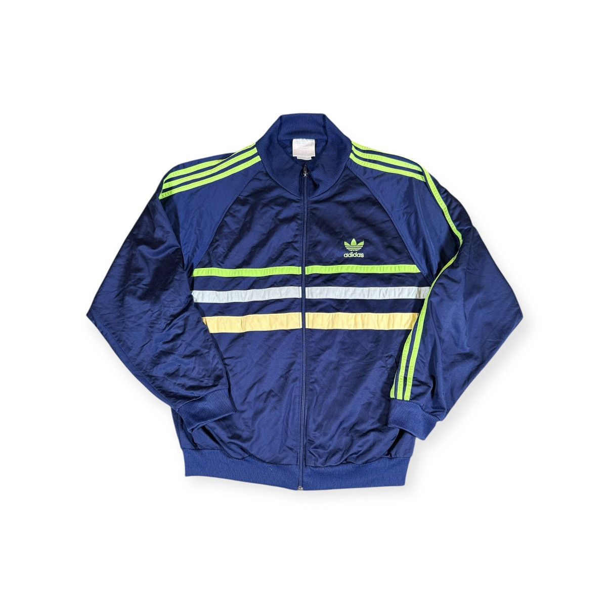 Adidas Adidas Originals Track Jacket Navy Neon Stripes Vintage L Size US L / EU 52-54 / 3 - 1 Thumbnail