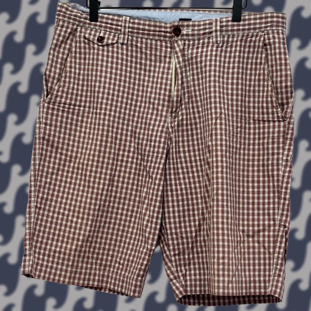 J.Crew J.Crew Mens Plaid Chino Shorts Red White 100% Cotton Size 34W 34 Inseam 9in Regular Fit Multicolor Beach Casual Summer Spring Mens Size US 34 / EU 50 - 1 Thumbnail
