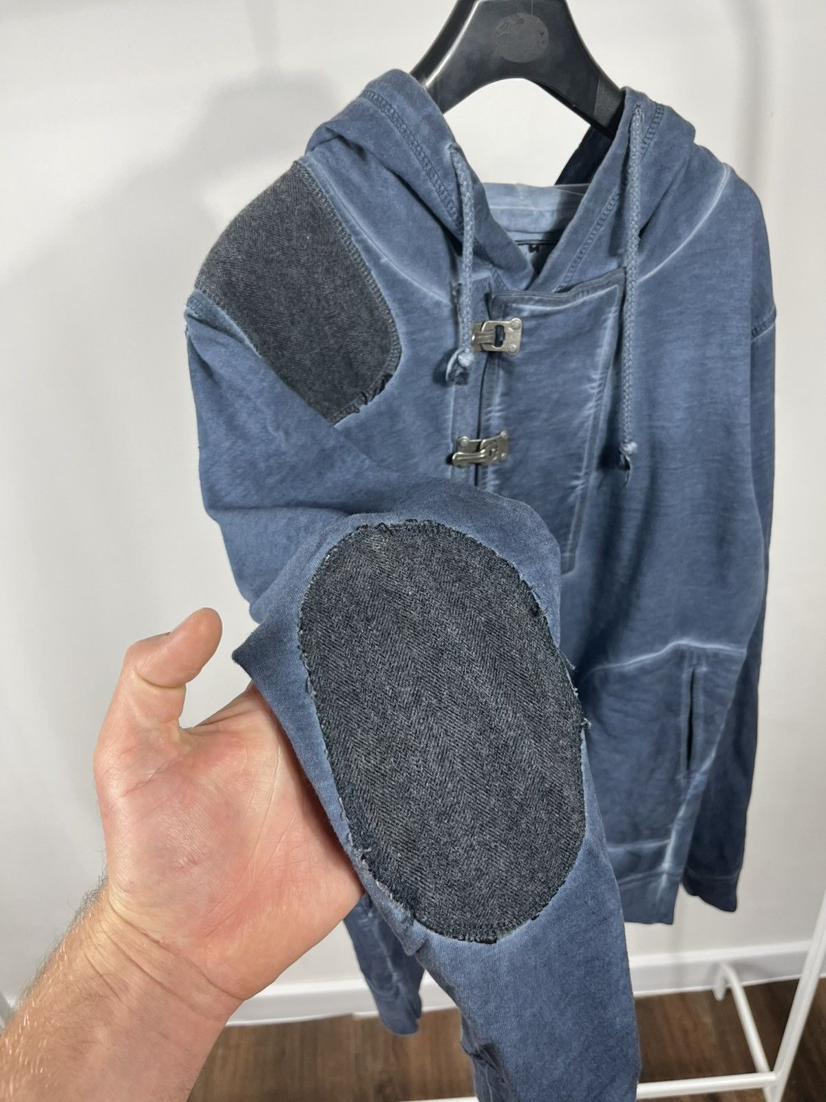 Desigual Desigual blue washed hoodie with metal buckles size M men Size US M / EU 48-50 / 2 - 11 Thumbnail