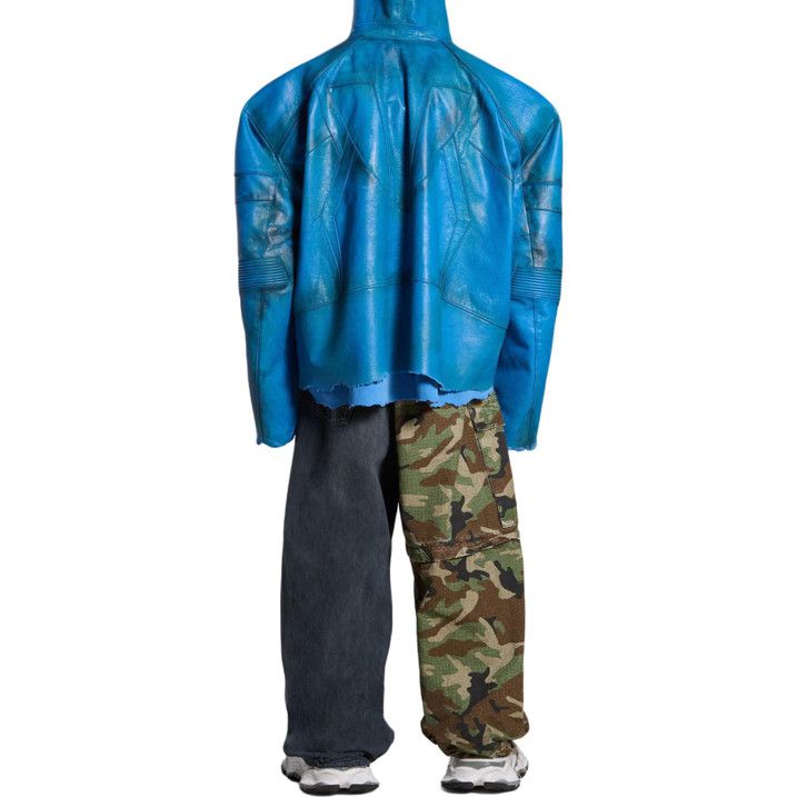 Balenciaga o1w1db10725 Hooded Biker Jacket in Blue Size US M / EU 48-50 / 2 - 4 Thumbnail